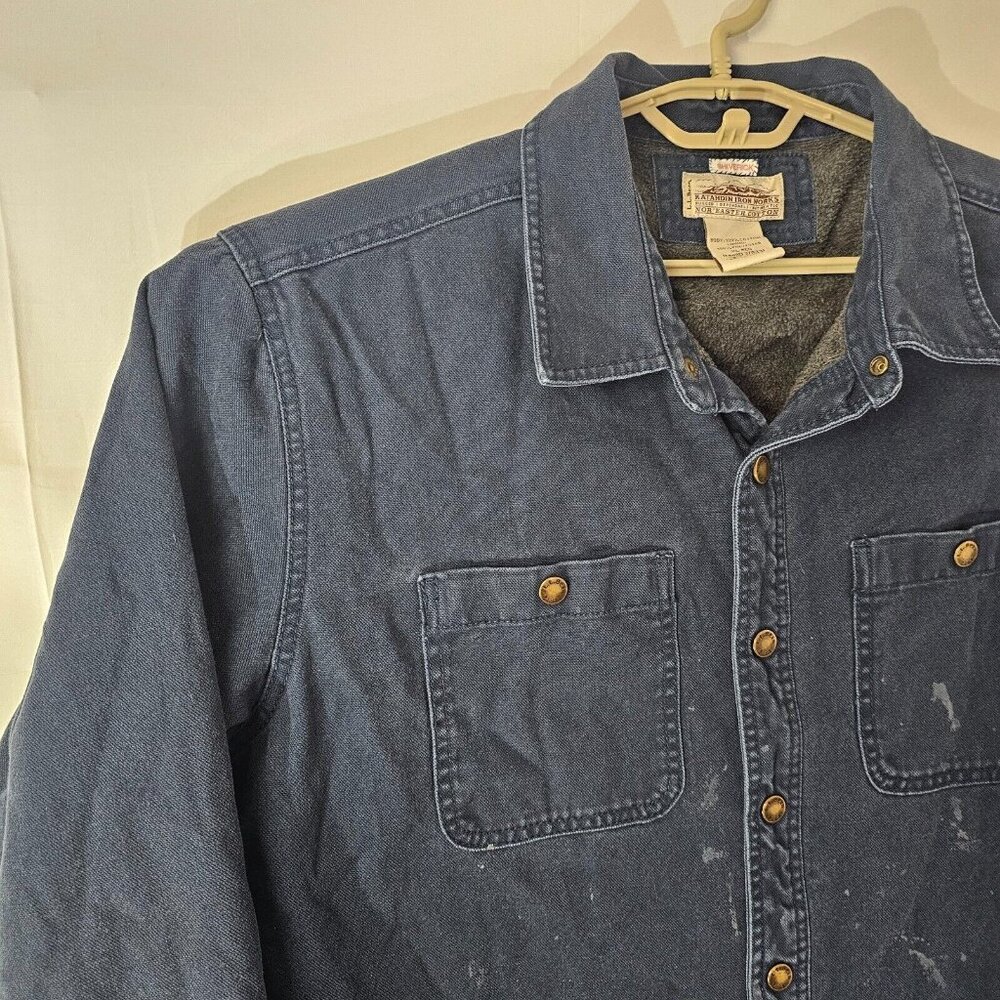 READ LL Bean Katahdin Iron Works Shirt Jacket Mens XL Fleece Lined Workwear Snap - Picture 9 of 11